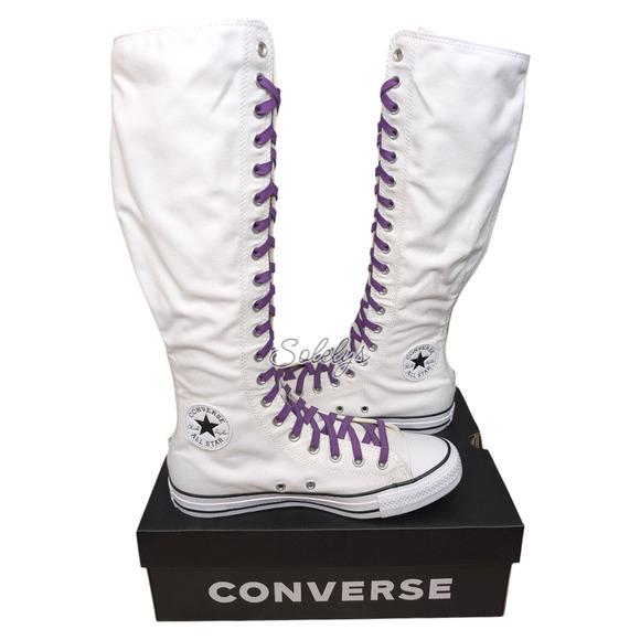 Converse CTAS XXHI Womens 10 White Purple Elastic Laced Knee High Sneaker Boot - Picture 9 of 9